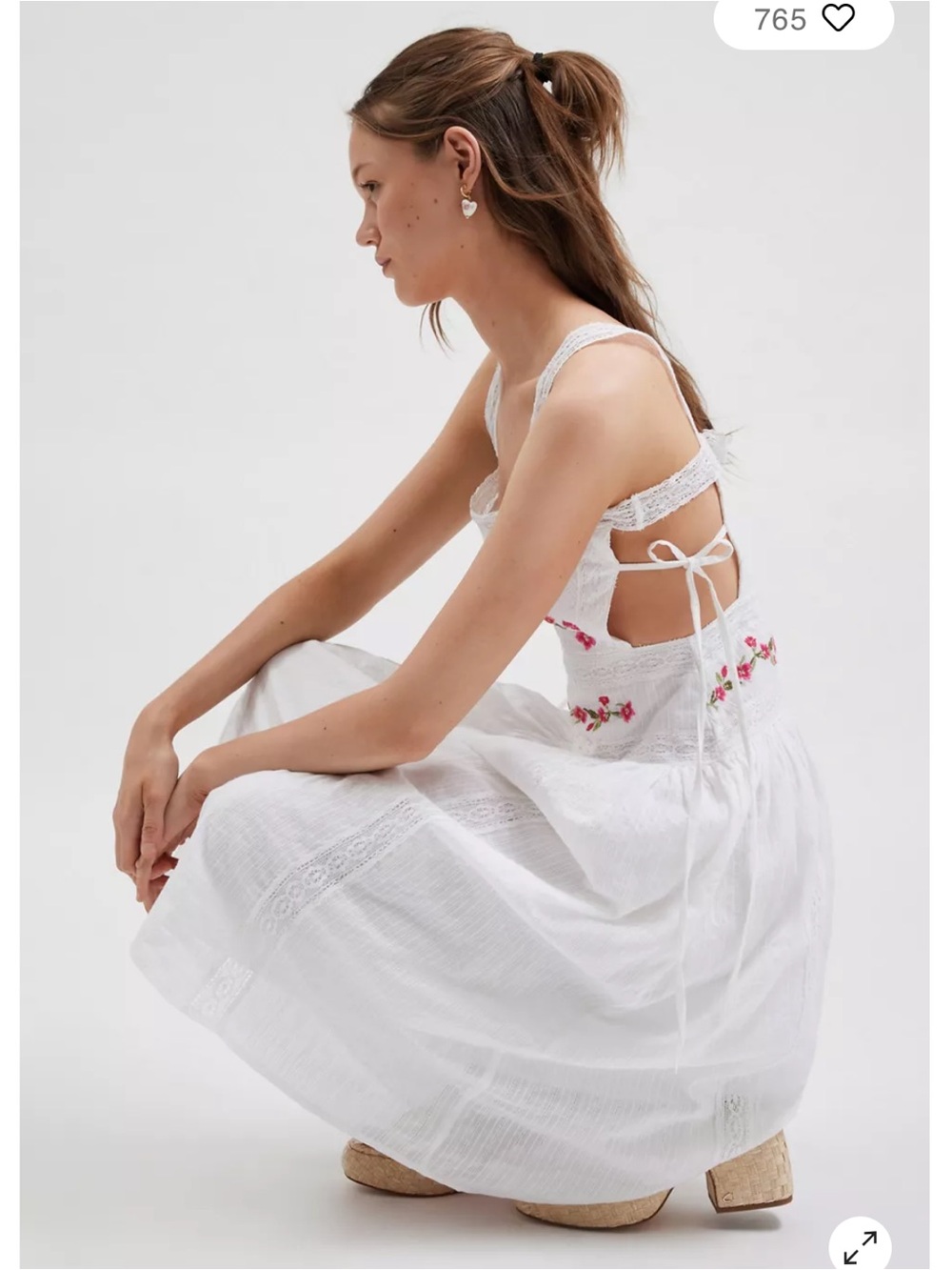 For Love & Lemons Jolene Embroidered Midi Dress XXS